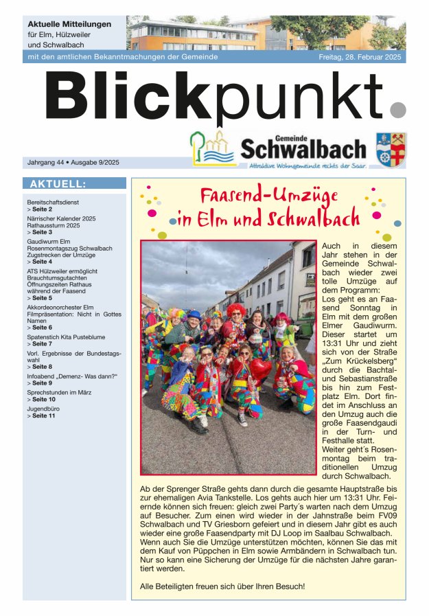 Blickpunkt Schwalbach Titelblatt 09/2025