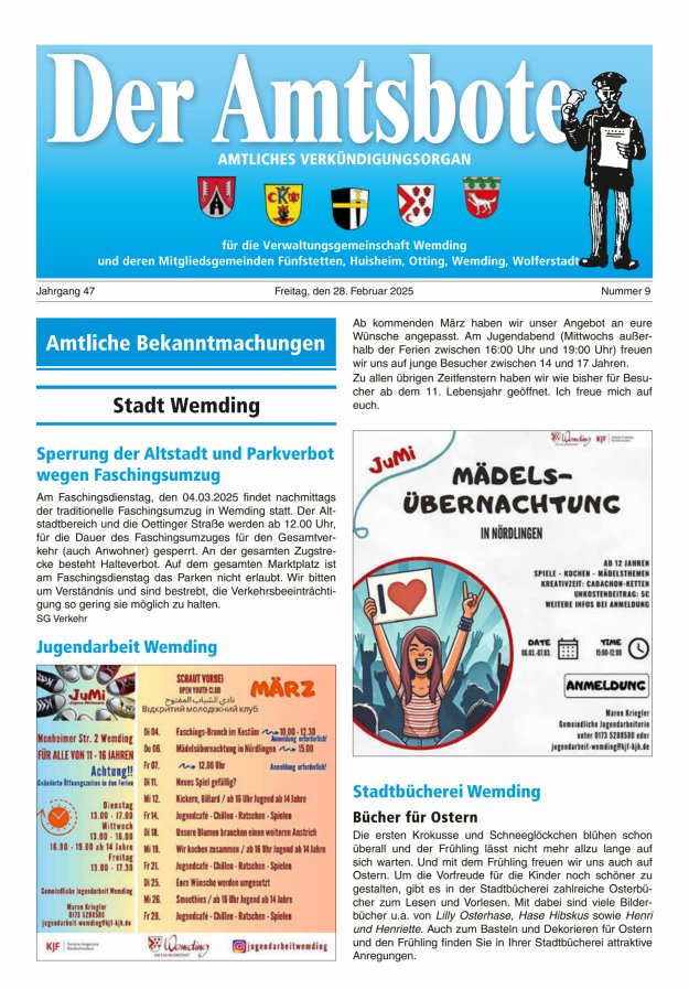 Der Amtsbote - Wemding Verwaltungsgemeinschaft Titelblatt 09/2025