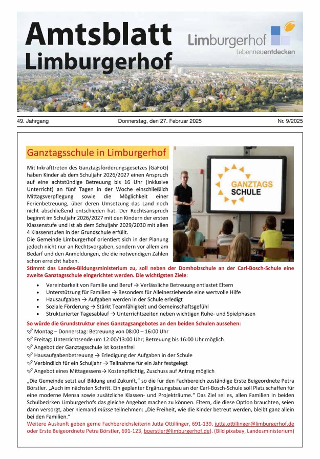 Amtsblatt Limburgerhof Titelblatt 09/2025