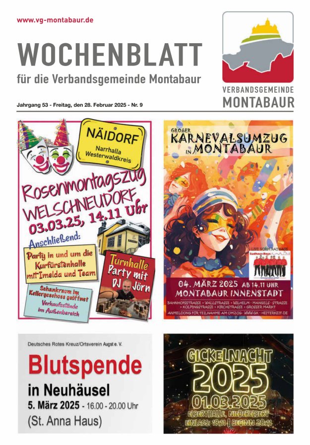 Wochenblatt der Verbandsgemeinde Montabaur Titelblatt 09/2025