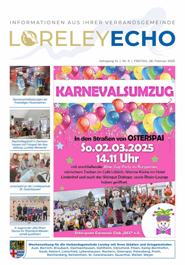 Loreley-Echo - Mitteilungsblatt der Verbandsgemeinde Loreley Titelblatt 09/2025