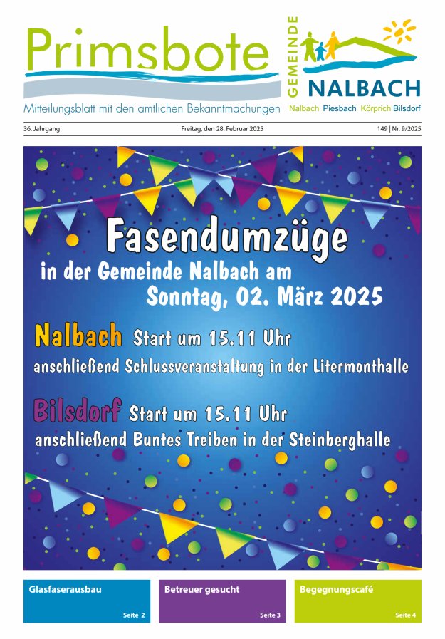Primsbote Gemeinde Nalbach Titelblatt 09/2025