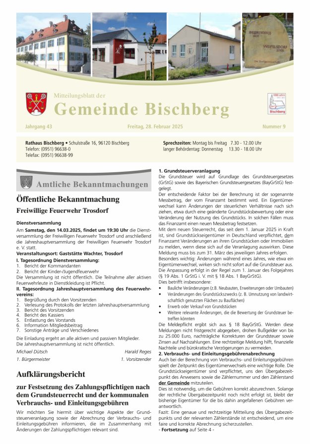 Mitteilungsblatt der Gemeinde Bischberg Titelblatt 09/2025