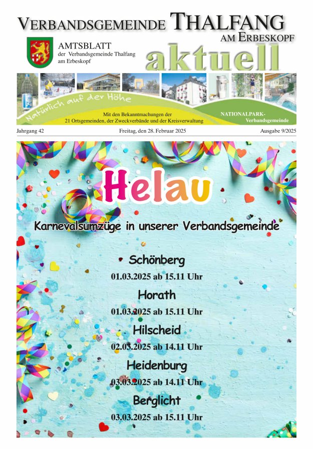 Thalfang aktuell - Amtsblatt VG Thalfang Titelblatt 09/2025