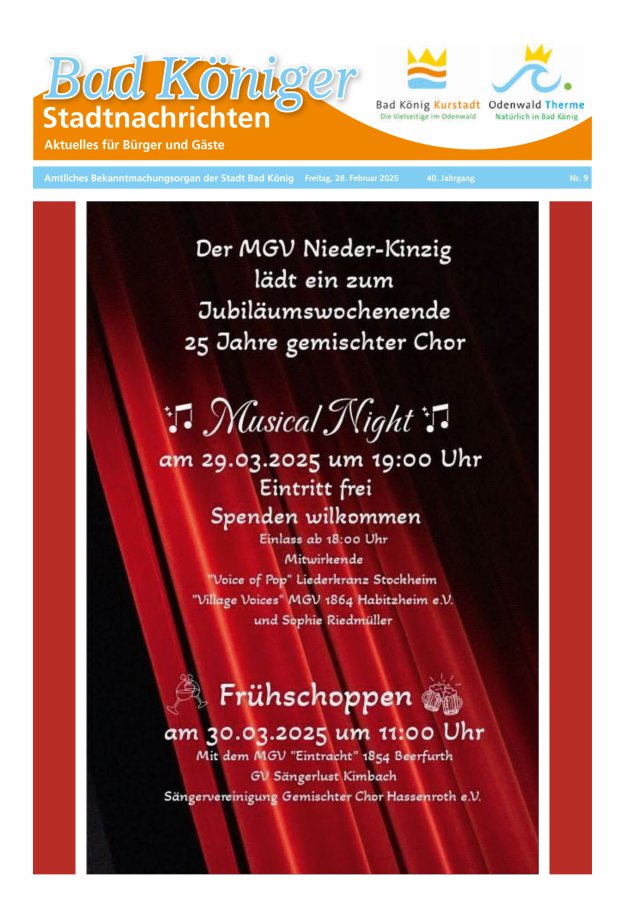 Bad Königer Stadtnachrichten und Badeblatt Titelblatt 09/2025