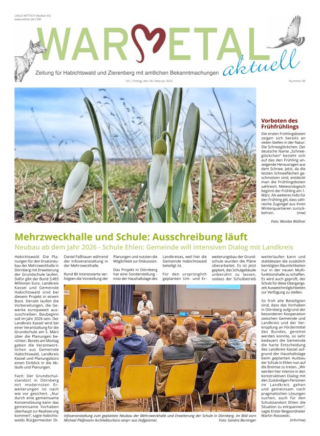 Warmetal aktuell (Habichtswald + Zierenberg) Titelblatt 09/2025