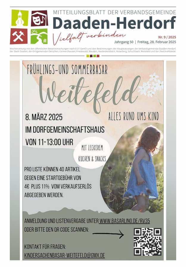 Mitteilungsblatt der Verbandsgemeinde Daaden-Herdorf Titelblatt 09/2025