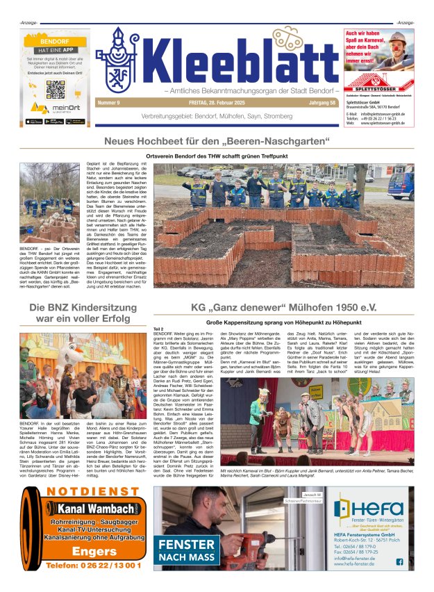 Kleeblatt - Amtliches Bekanntmachungsorgan der Stadt Bendorf Titelblatt 09/2025