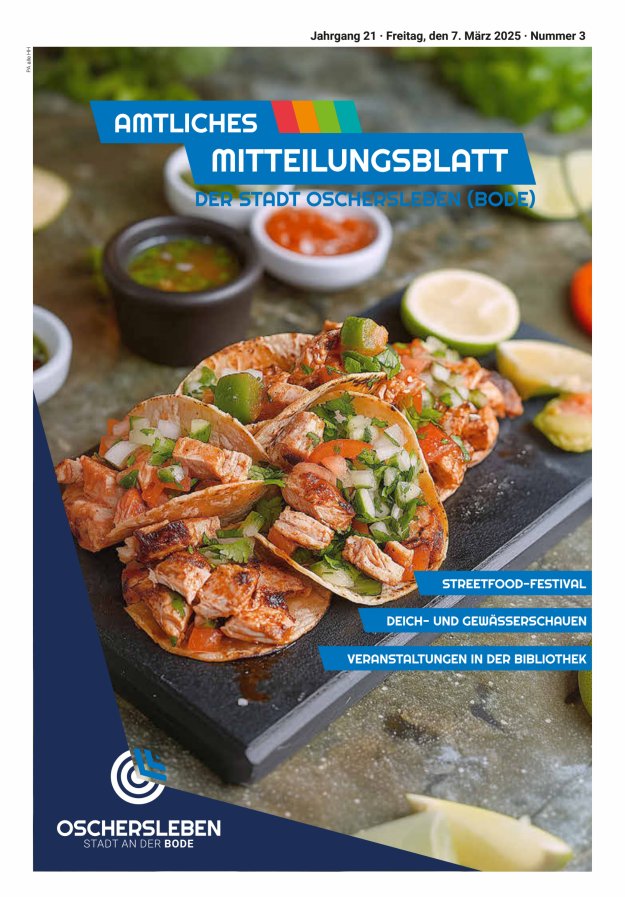 Amtliches Mitteilungsblatt der Stadt Oschersleben (Bode) und ihrer Ortsteile Titelblatt 03/2025