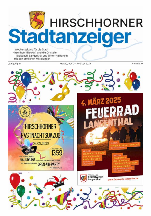 Hirschhorner Stadtanzeiger Titelblatt 09/2025