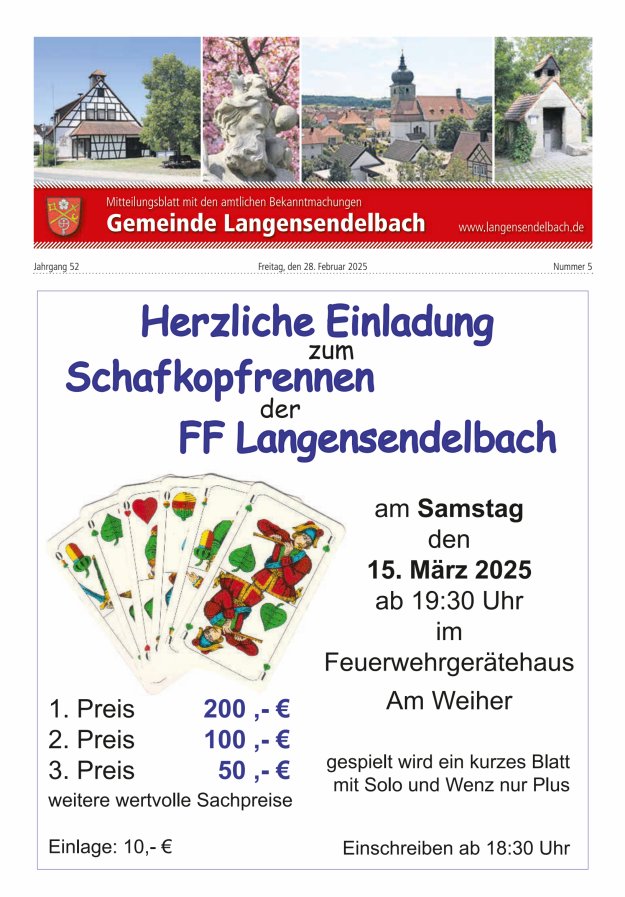 Mitteilungsblatt - Gemeinde Langensendelbach Titelblatt 05/2025