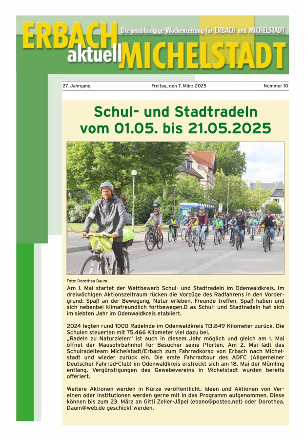 Erbach-Michelstadt aktuell Titelblatt 10/2025