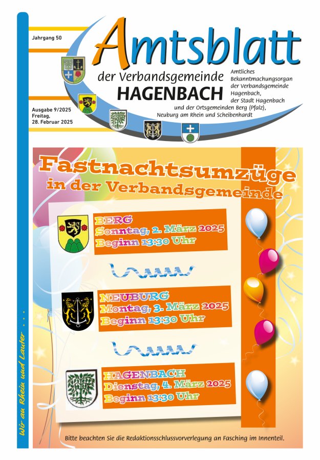 Amtsblatt der VG Hagenbach Titelblatt 09/2025