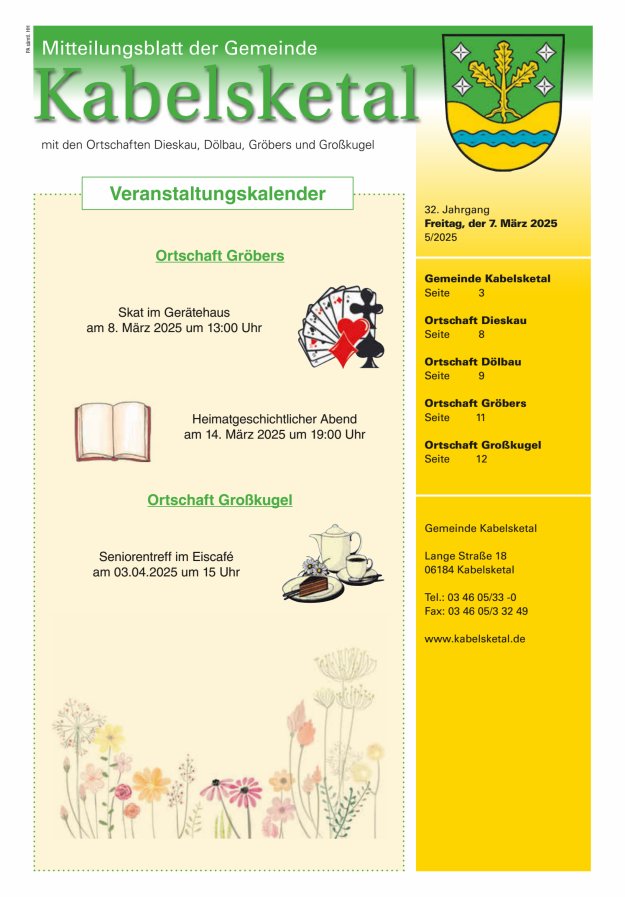 Amtsblatt der Gemeinde Kabelsketal mit den Ortsteilen Titelblatt 05/2025