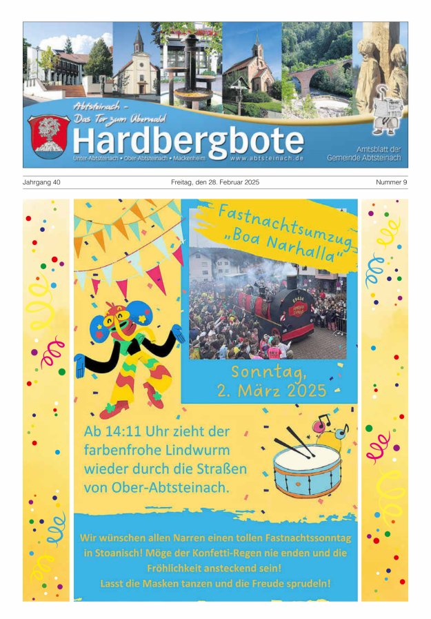 Hardbergbote - Mitteilungsblatt der Gemeinde Abtsteinach Titelblatt 09/2025