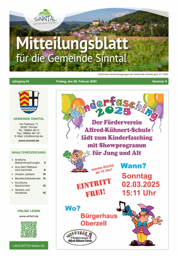 Mitteilungsblatt für die Gemeinde Sinntal Titelblatt 09/2025