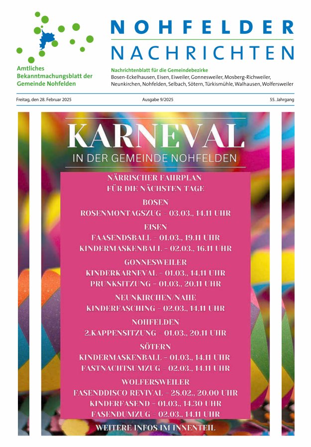 Nohfelder Nachrichten Titelblatt 09/2025