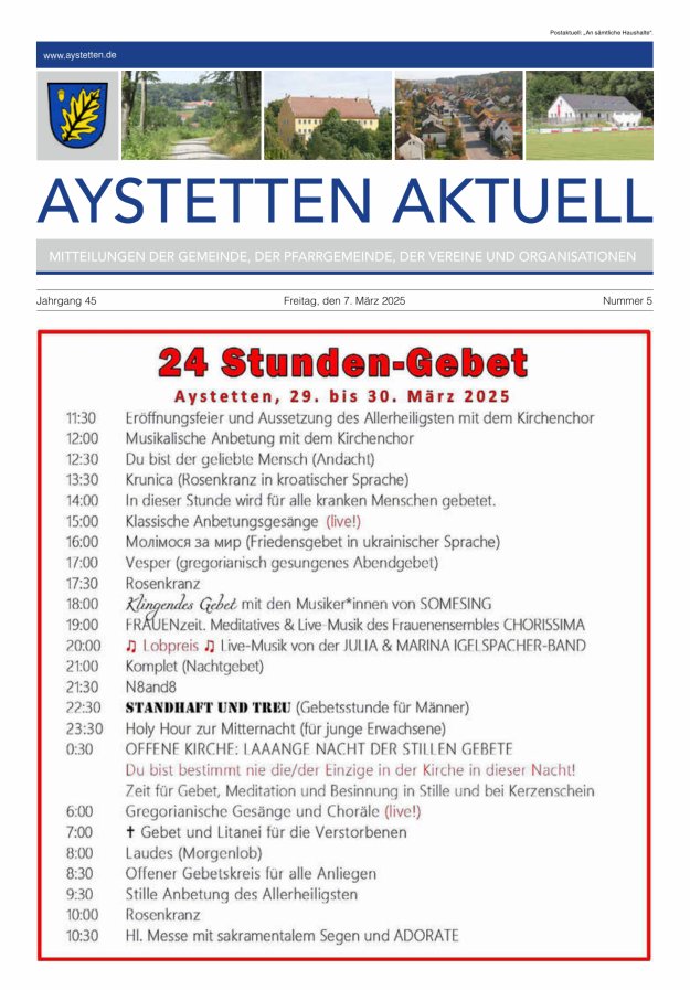 Aystetten Aktuell Wir über uns Titelblatt 05/2025