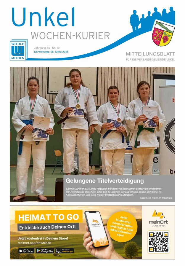 Wochen-Kurier Verbandsgemeinde Unkel Titelblatt 10/2025