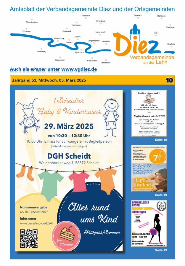 Mitteilungsblatt der Verbandsgemeinde Diez und der Ortsgemeinden Titelblatt 10/2025