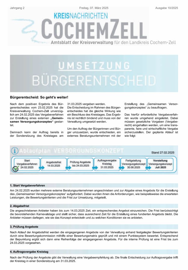 Kreisnachrichten Cochem-Zell Titelblatt 10/2025