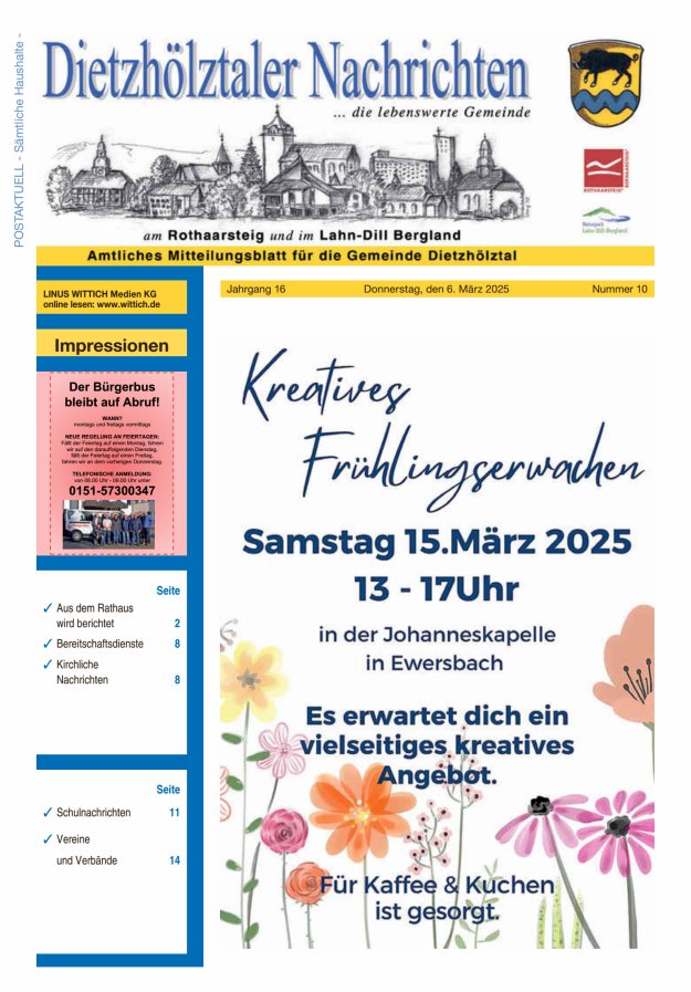 Dietzhölztaler Nachrichten Titelblatt 10/2025