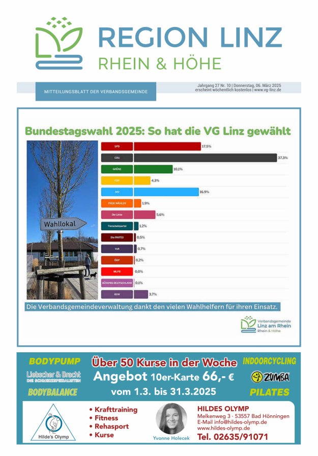 Unsere Verbandsgemeinde Linz am Rhein Titelblatt 10/2025