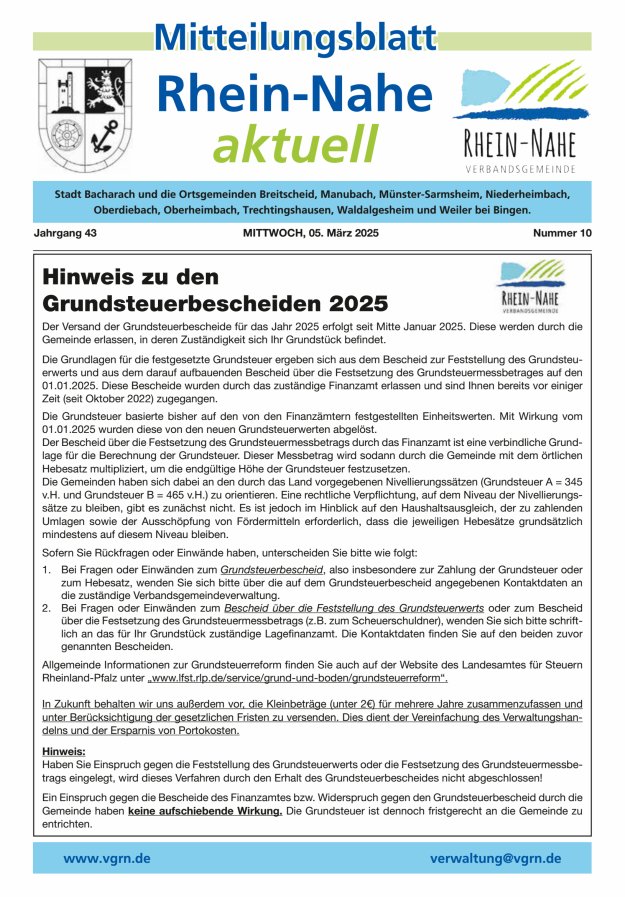 Rhein-Nahe aktuell Titelblatt 10/2025