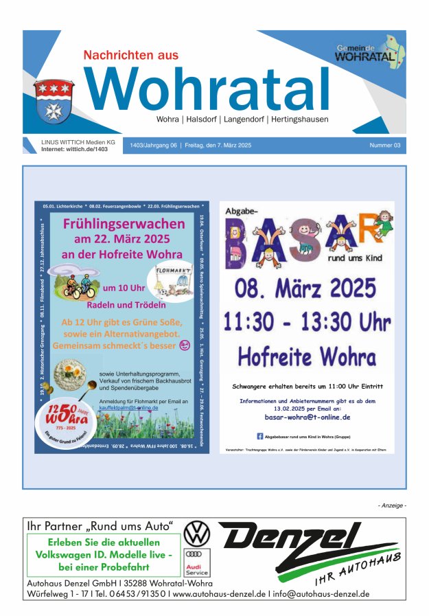 Nachrichten aus Wohratal Titelblatt 03/2025