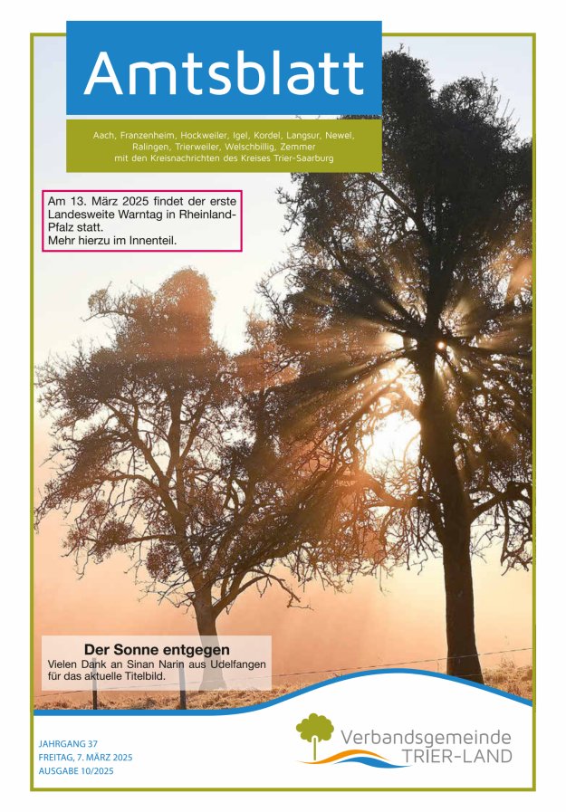 Amtsblatt VG Trier-Land Titelblatt 10/2025