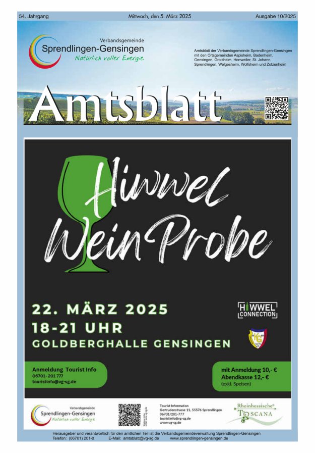 Amtsblatt VG Sprendlingen-Gensingen Titelblatt 10/2025