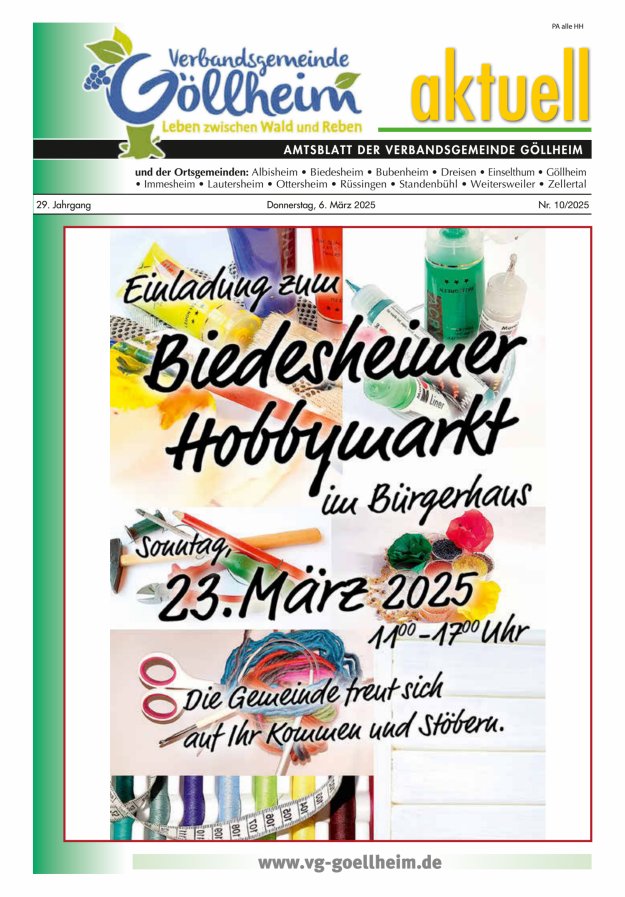 Verbandsgemeinde Göllheim aktuell Titelblatt 10/2025