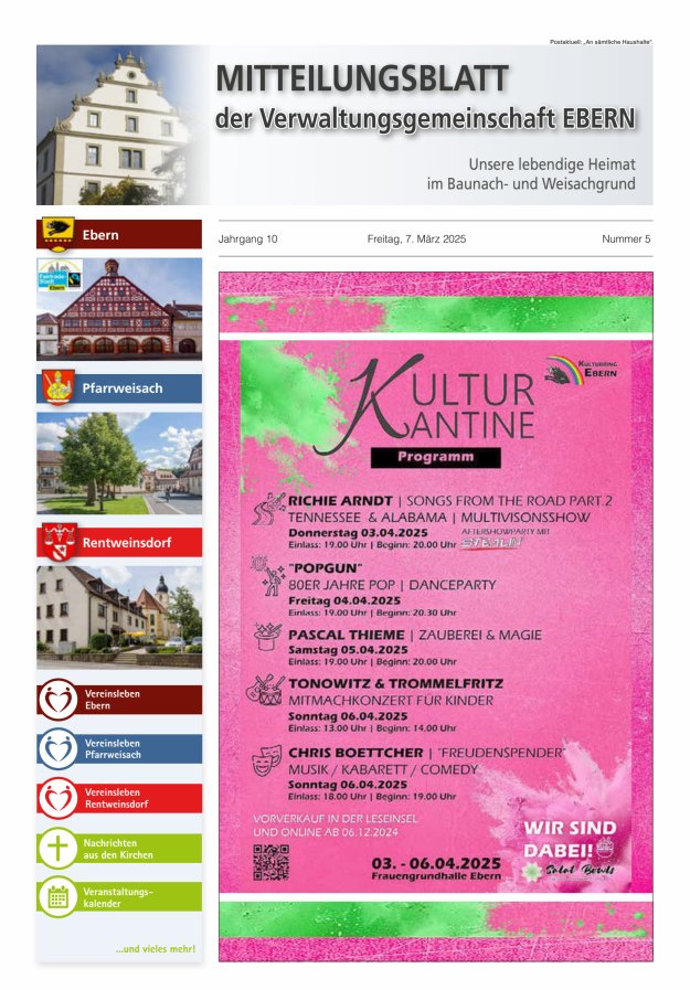 Mitteilungsblatt der Verwaltungsgemeinschaft Ebern Titelblatt 05/2025