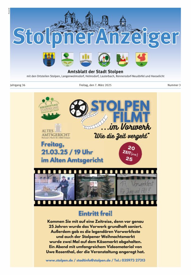 Stolpner Anzeiger - Amtsblatt der Stadt Stolpen mit den Ortsteilen Titelblatt 03/2025