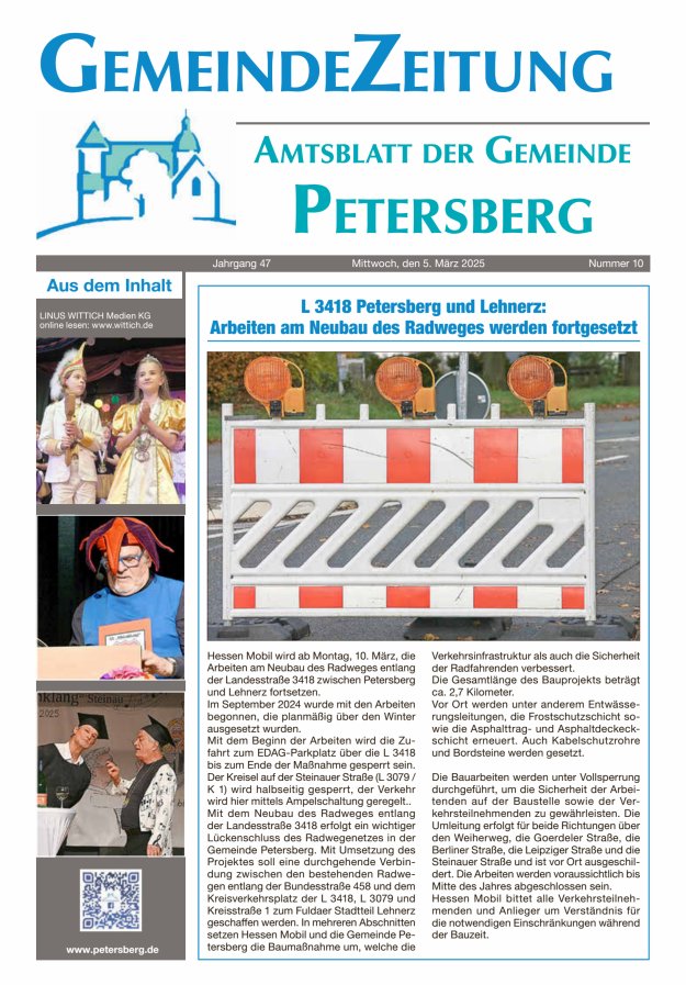 Amtsblatt Blickpunkt Petersberg Titelblatt 10/2025