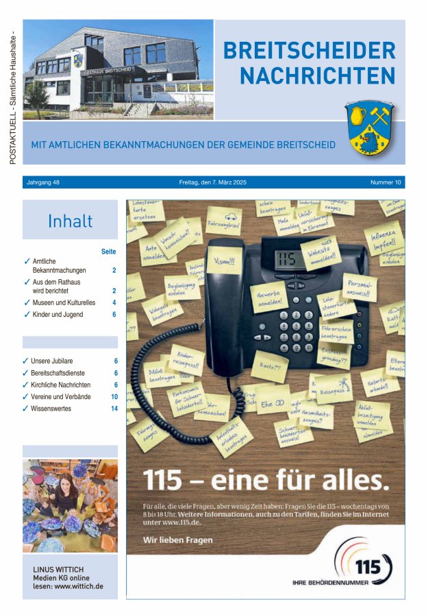 Breitscheider Nachrichten Titelblatt 10/2025