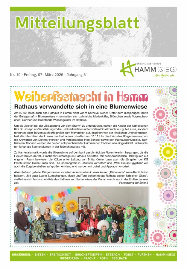 Mitteilungsblatt Hamm (Sieg) Titelblatt 10/2025