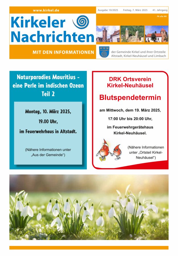 Kirkeler Nachrichten Titelblatt 10/2025
