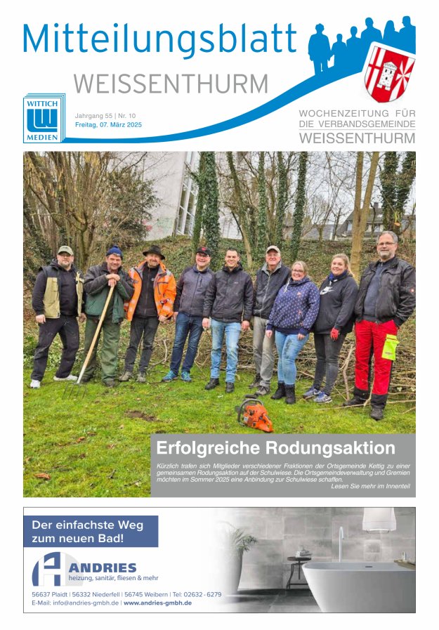 Mitteilungsblatt für den Bereich der Verbandsgemeinde Weißenthurm Titelblatt 10/2025