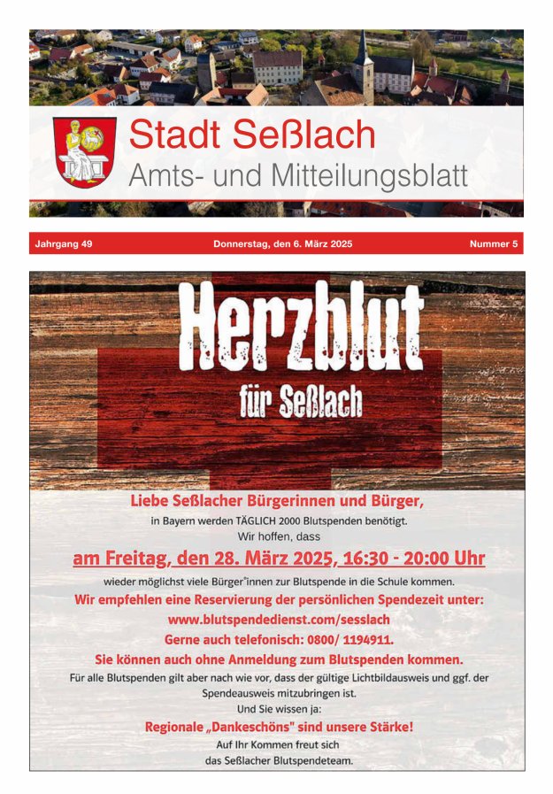 Amts- und Mitteilungsblatt Stadt Seßlach Titelblatt 05/2025