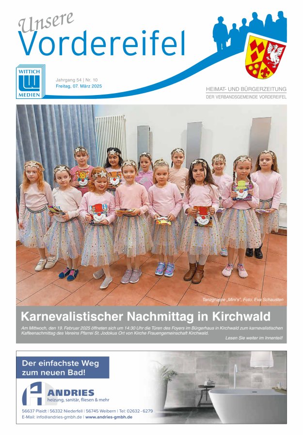Mitteilungsblatt Vordereifel - Heimat- u Bürgerzeitung der VG Vordereifel Titelblatt 10/2025