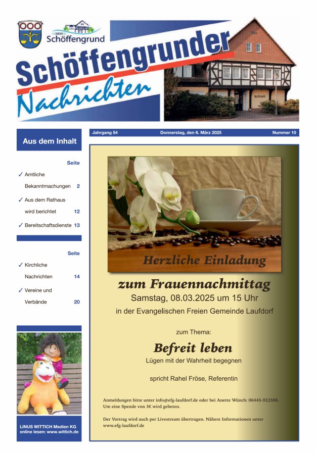 Schöffengrunder Nachrichten Titelblatt 10/2025