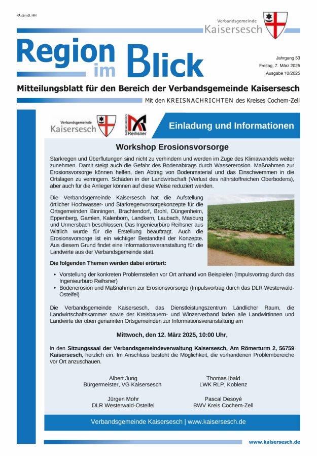 Region im Blick VG Kaisersesch Titelblatt 10/2025