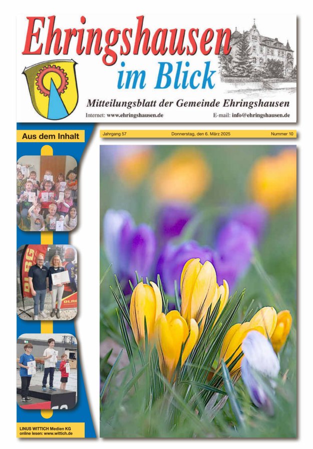 Mitteilungsblatt der Gemeinde Ehringshausen Titelblatt 10/2025
