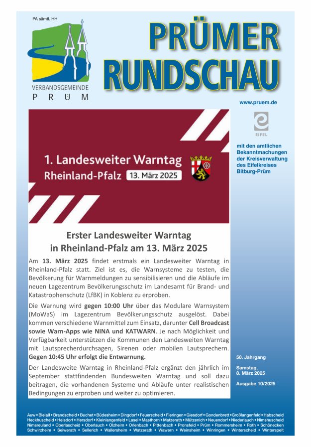 Prümer Rundschau Titelblatt 10/2025