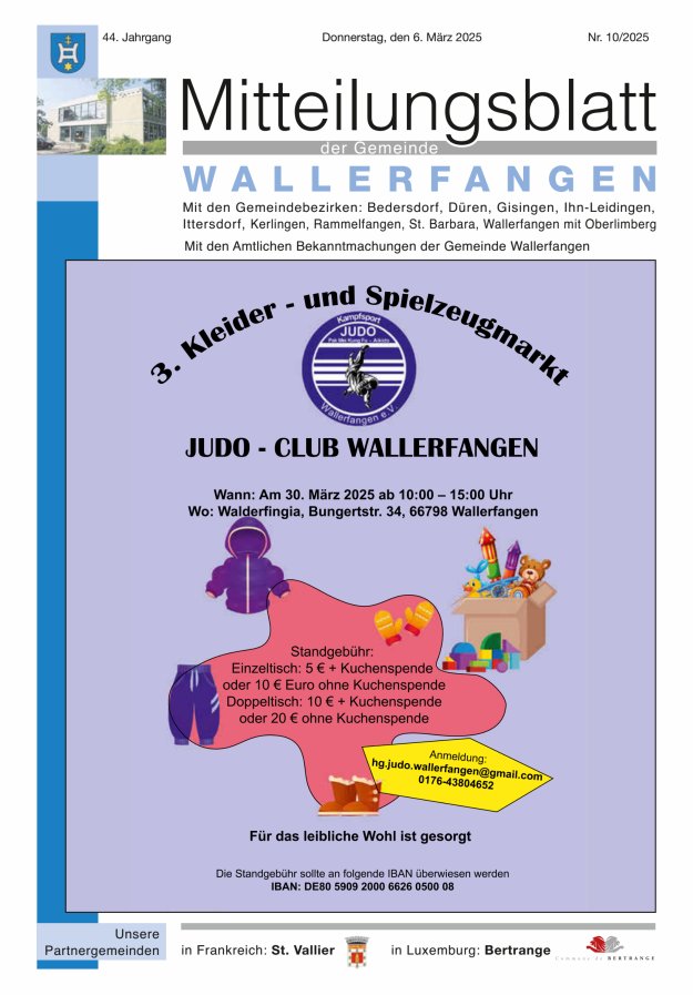Mitteilungsblatt Gemeinde Wallerfangen Titelblatt 10/2025