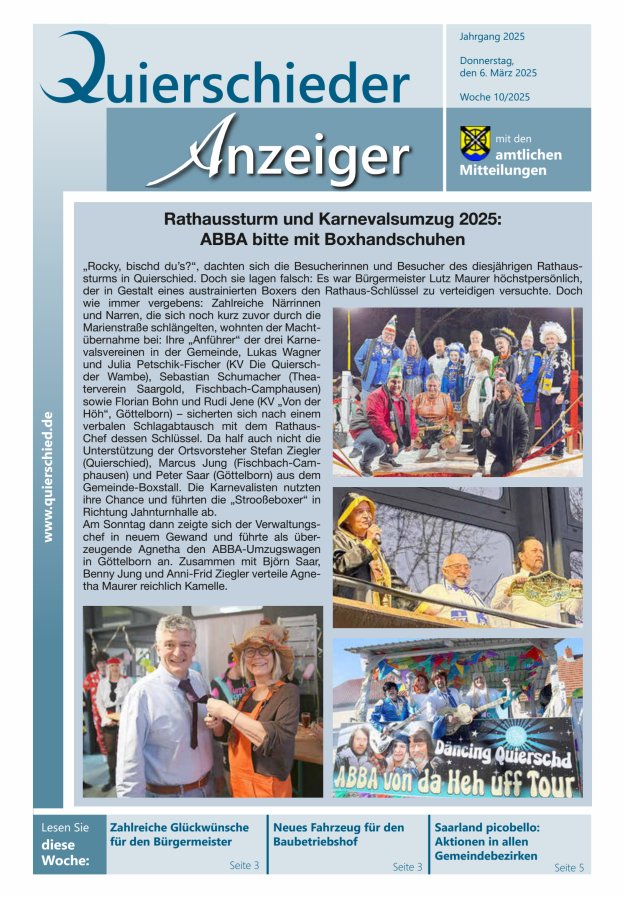Quierschieder Anzeiger Titelblatt 10/2025
