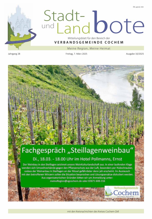 Stadt- und Landbote VG Cochem Titelblatt 10/2025