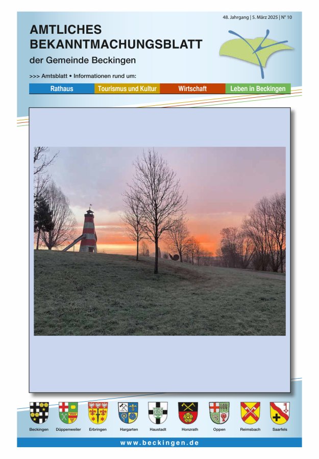 Amtsblatt Beckingen Titelblatt 10/2025