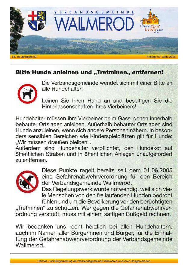 Wir über uns - Verbandsgemeinde Wallmerod Titelblatt 10/2025